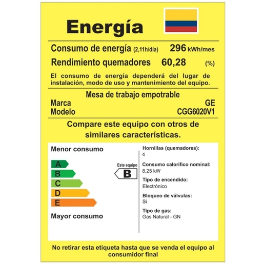 Retiq Label Cubierta de Empotre a Gas 60 cm Vidrio Negro GE Appliances - CGG6020V1 ...